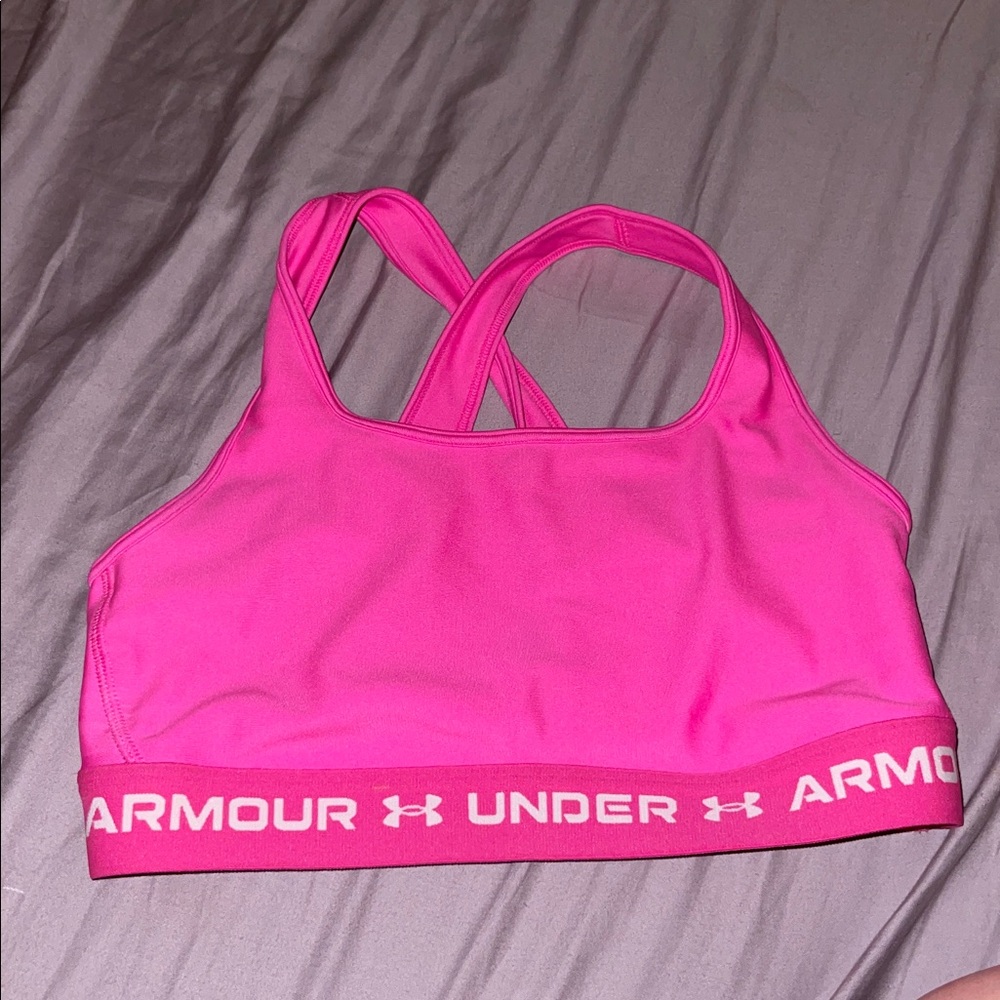Under Armour Hot Pink Crossback Sports Bra